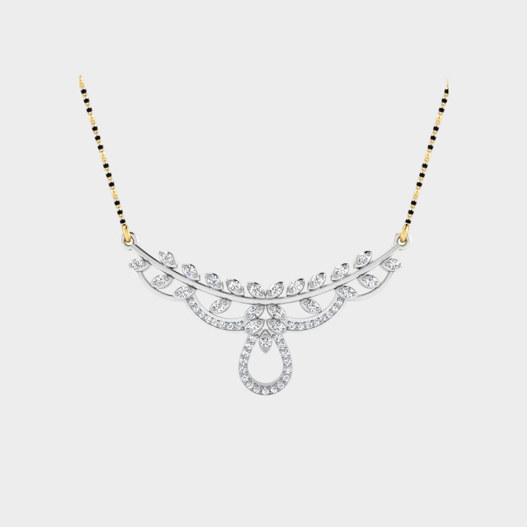 0.40 Carat Round Lab-Grown Diamond Mangalsutra In 14K White Gold For Modern Brides